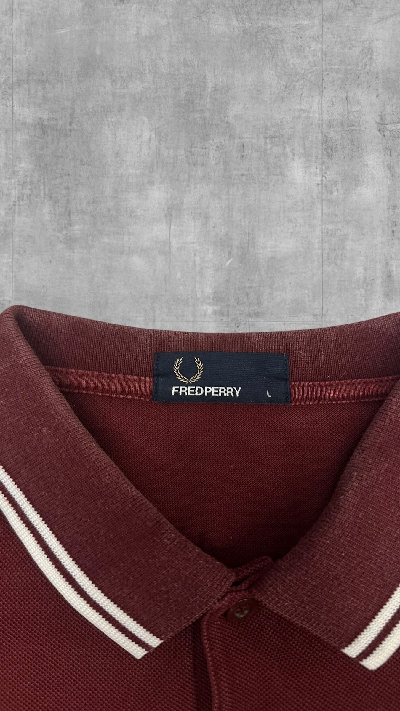 Fred Perry Polo Shirt Weinrot Weiß L