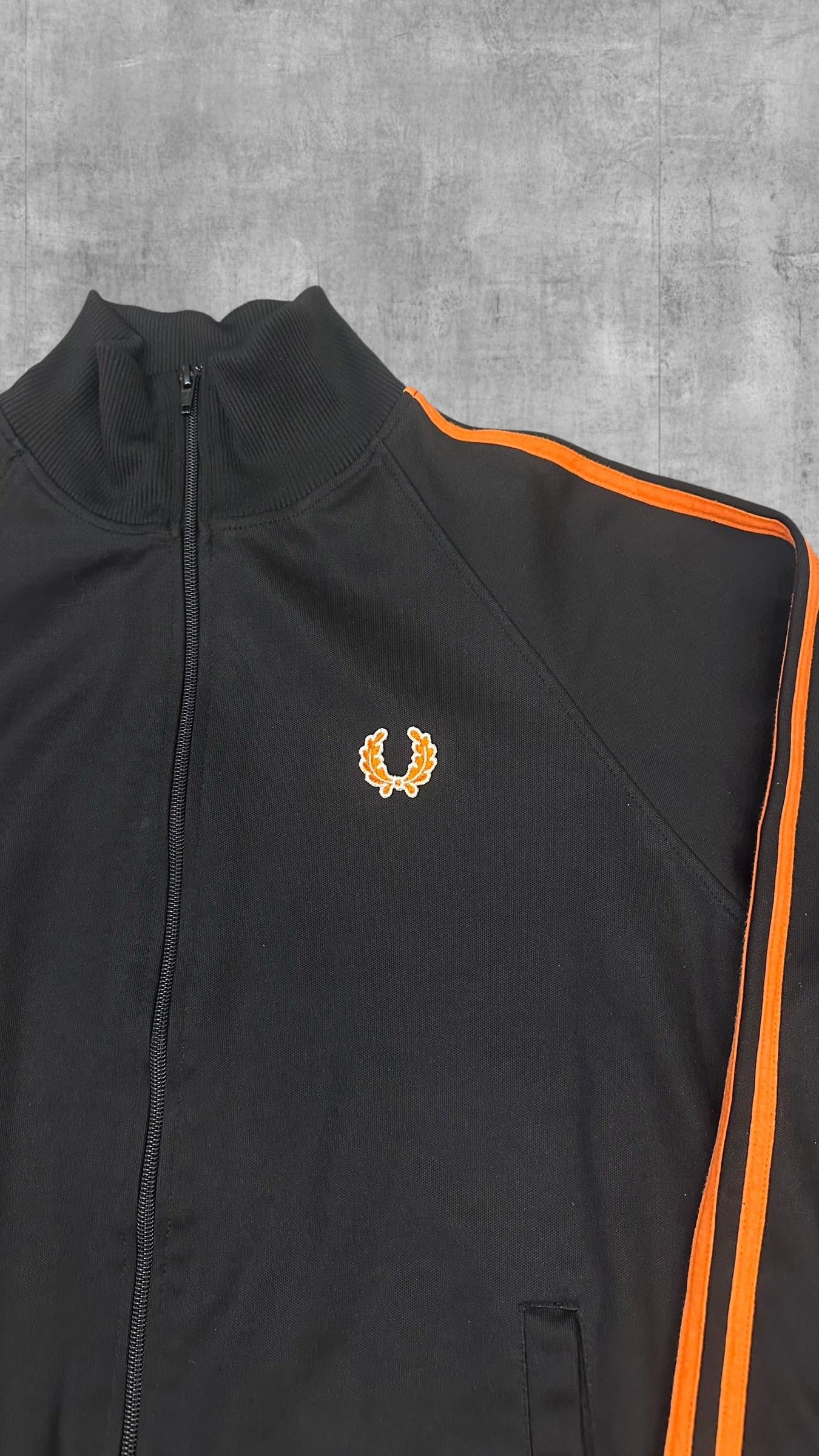 Fred Perry Vintage Trainingsjacke Taped Schwarz Rot M