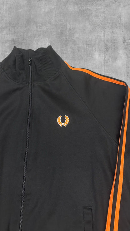 Fred Perry Vintage Trainingsjacke Taped Schwarz Rot M