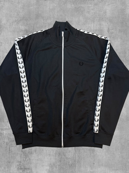 Fred Perry Trainingsjacke Taped Dunkelgrau Weiß Schwarz L