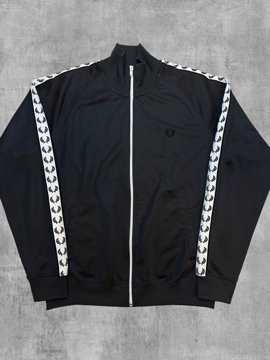 Fred Perry Trainingsjacke Taped Dunkelgrau Weiß Schwarz L