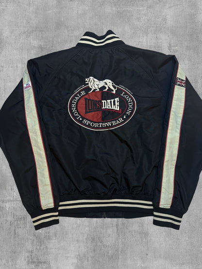 Lonsdale London Bomberjacke Backprint Schwarz Beige Weinrot M - L
