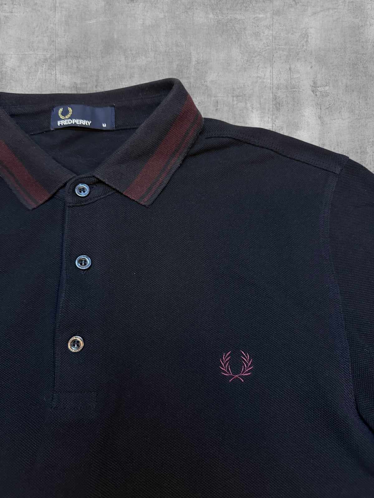 Fred Perry Polo Shirt Schwarz Weinrot M