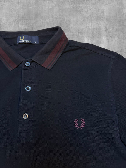 Fred Perry Polo Shirt Schwarz Weinrot M