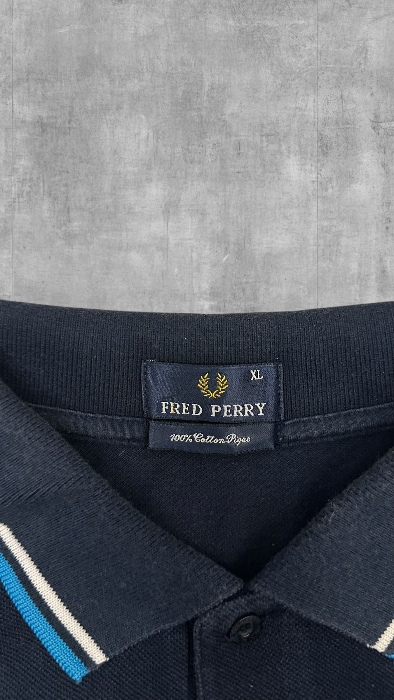 Fred Perry Vintage Polo Shirt Schwarz Blau XL