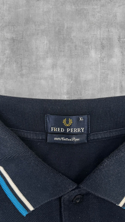 Fred Perry Vintage Polo Shirt Schwarz Blau XL