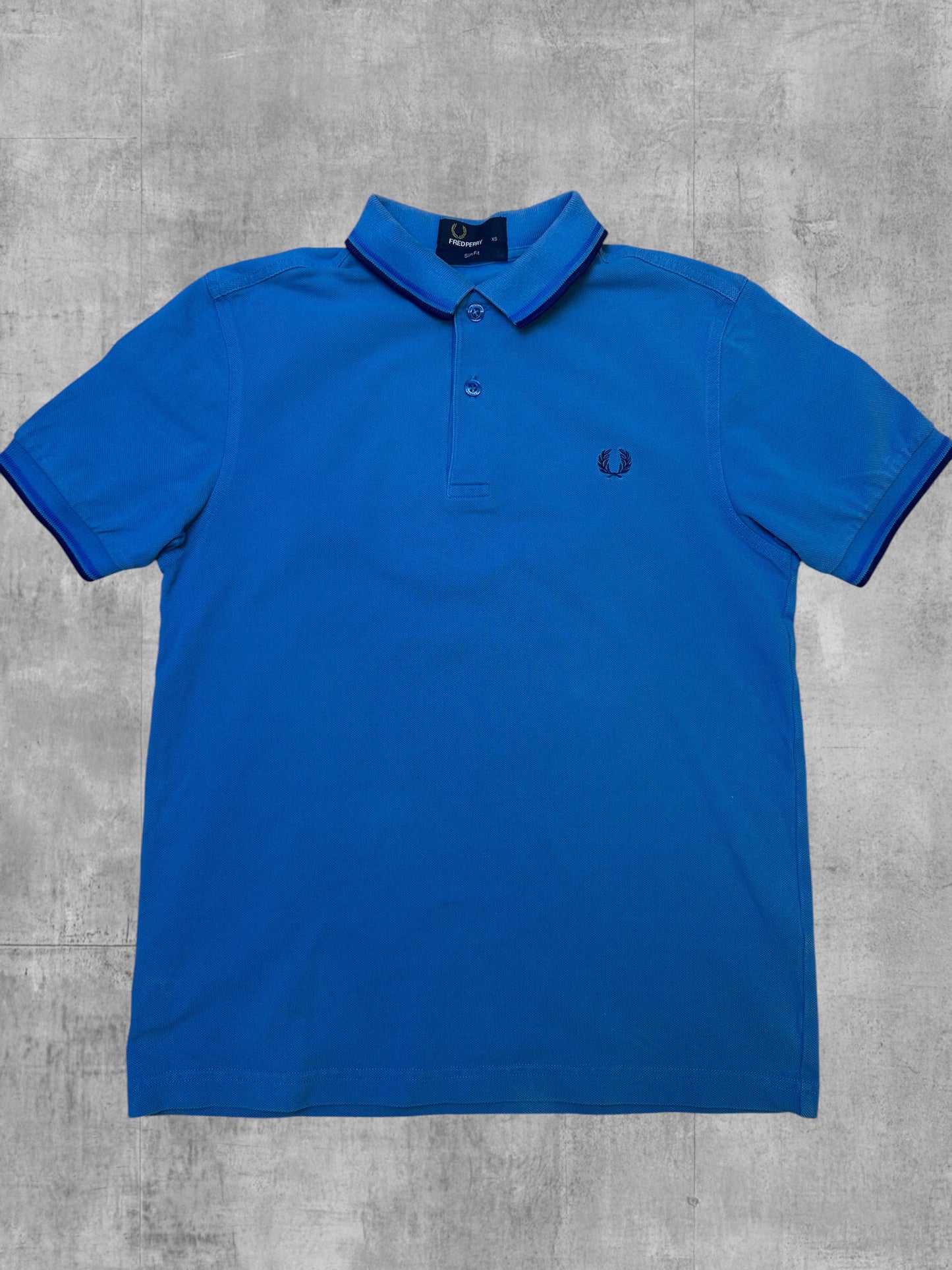 Fred Perry Polo Shirt Blau Schwarz XS Slim Fit