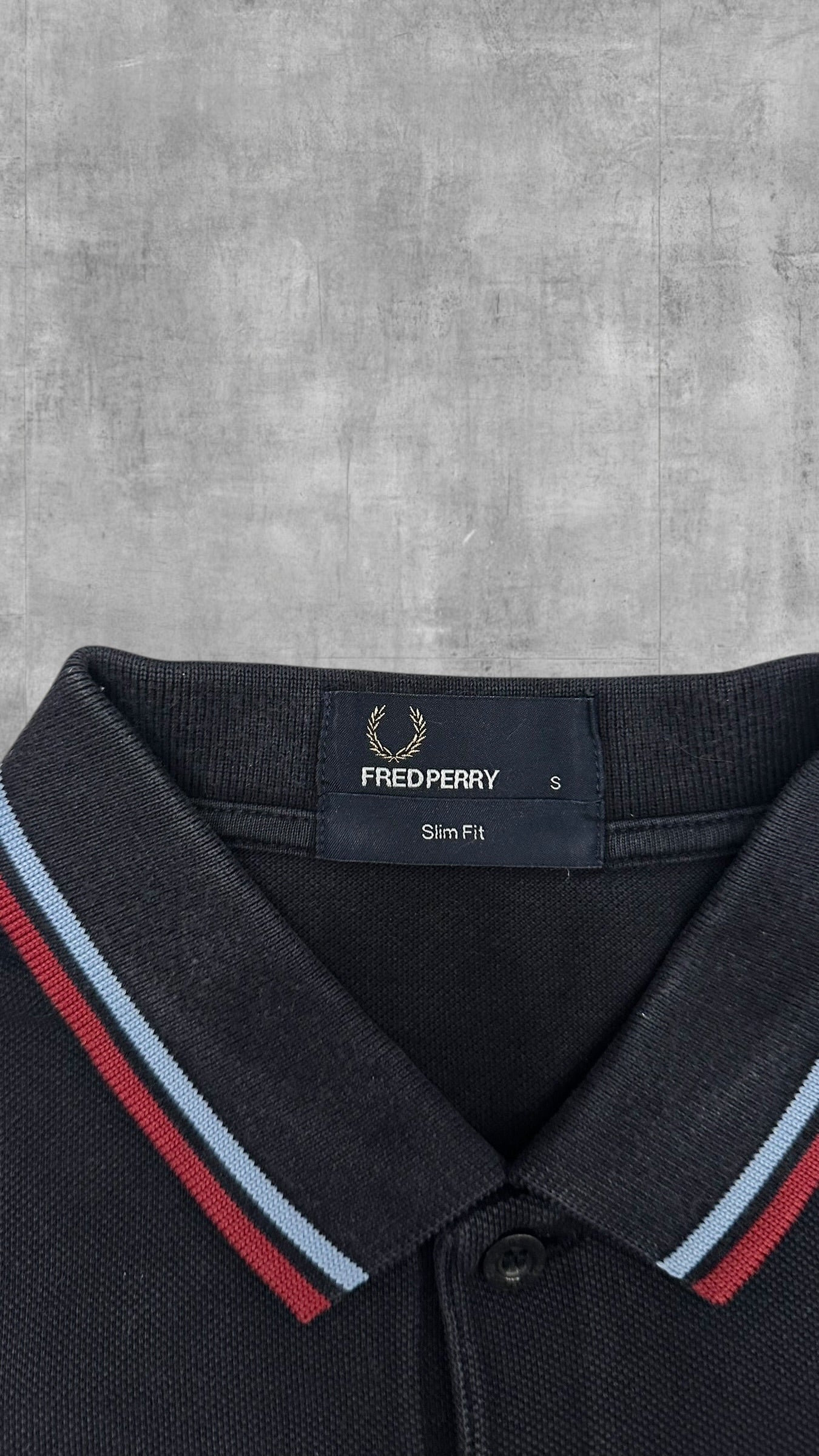 Fred Perry Polo Shirt Schwarz Weinrot S Slim Fit