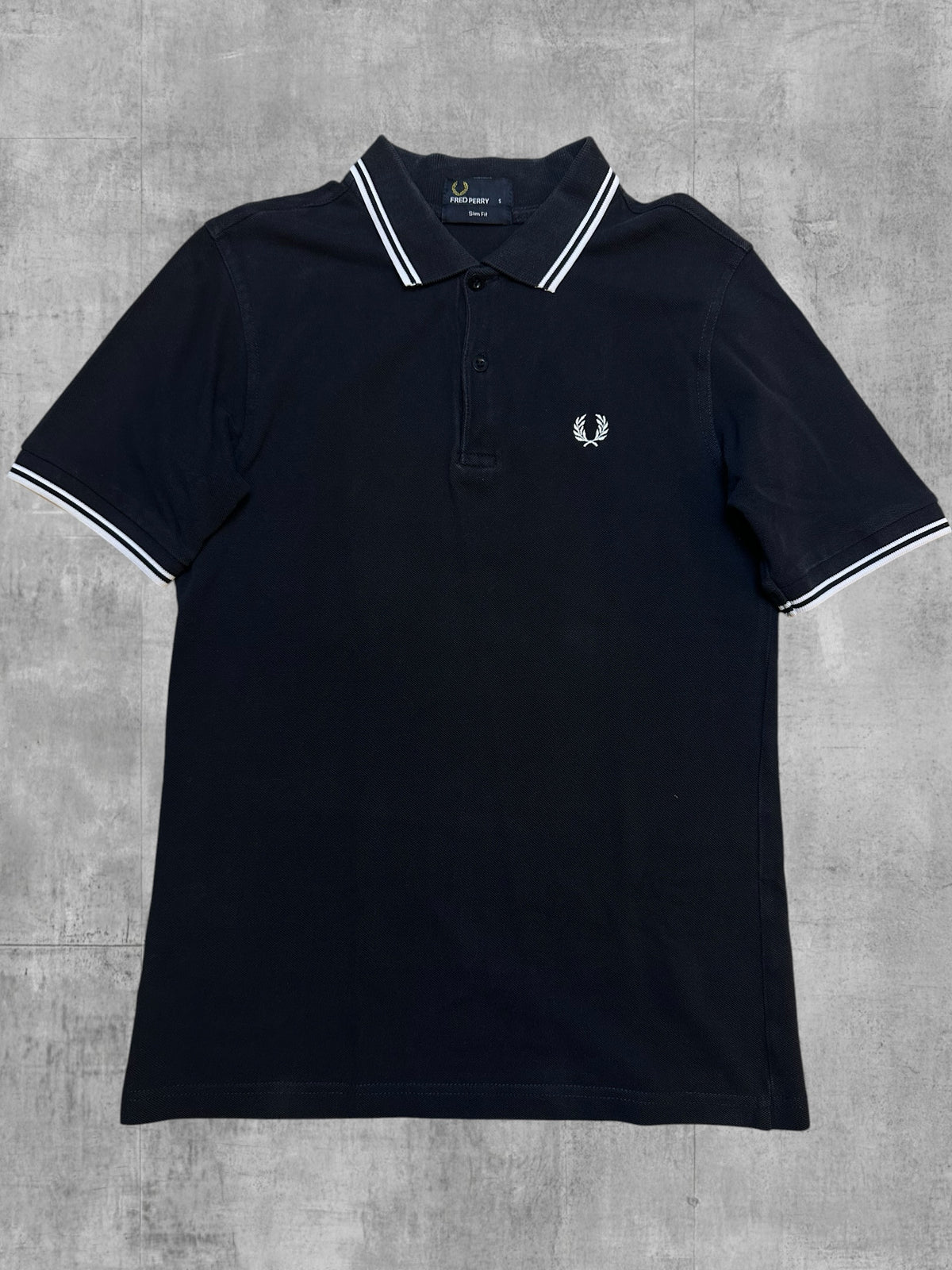 Fred Perry Polo Shirt Schwarz Weiß S Slim Fit