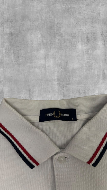Fred Perry Polo Shirt Weiß Schwarz Rot S