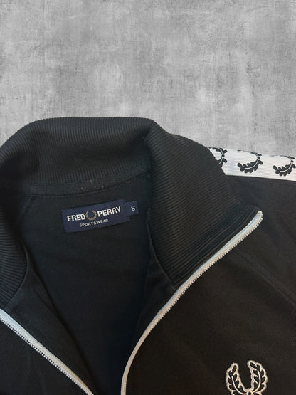 Fred Perry Vintage Trainingsjacke Taped Schwarz Weiß S