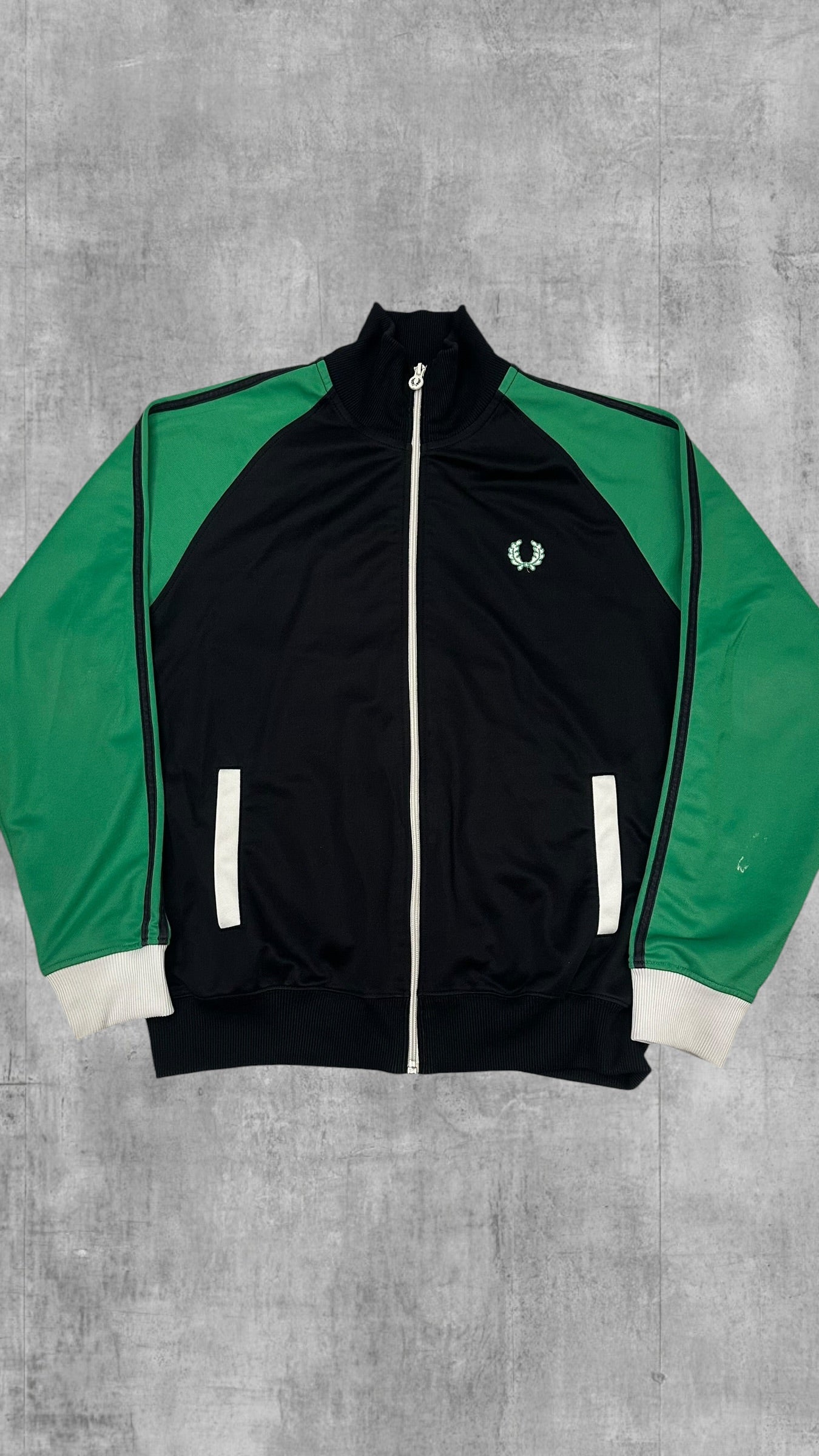 Fred Perry Trainingsjacke Taped Schwarz Grün Weiß M
