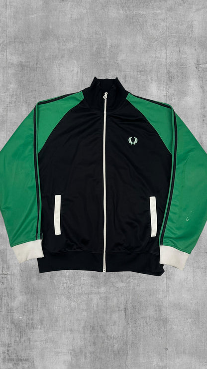 Fred Perry Trainingsjacke Taped Schwarz Grün Weiß M