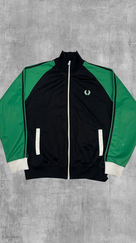 Fred Perry Trainingsjacke Taped Schwarz Grün Weiß M