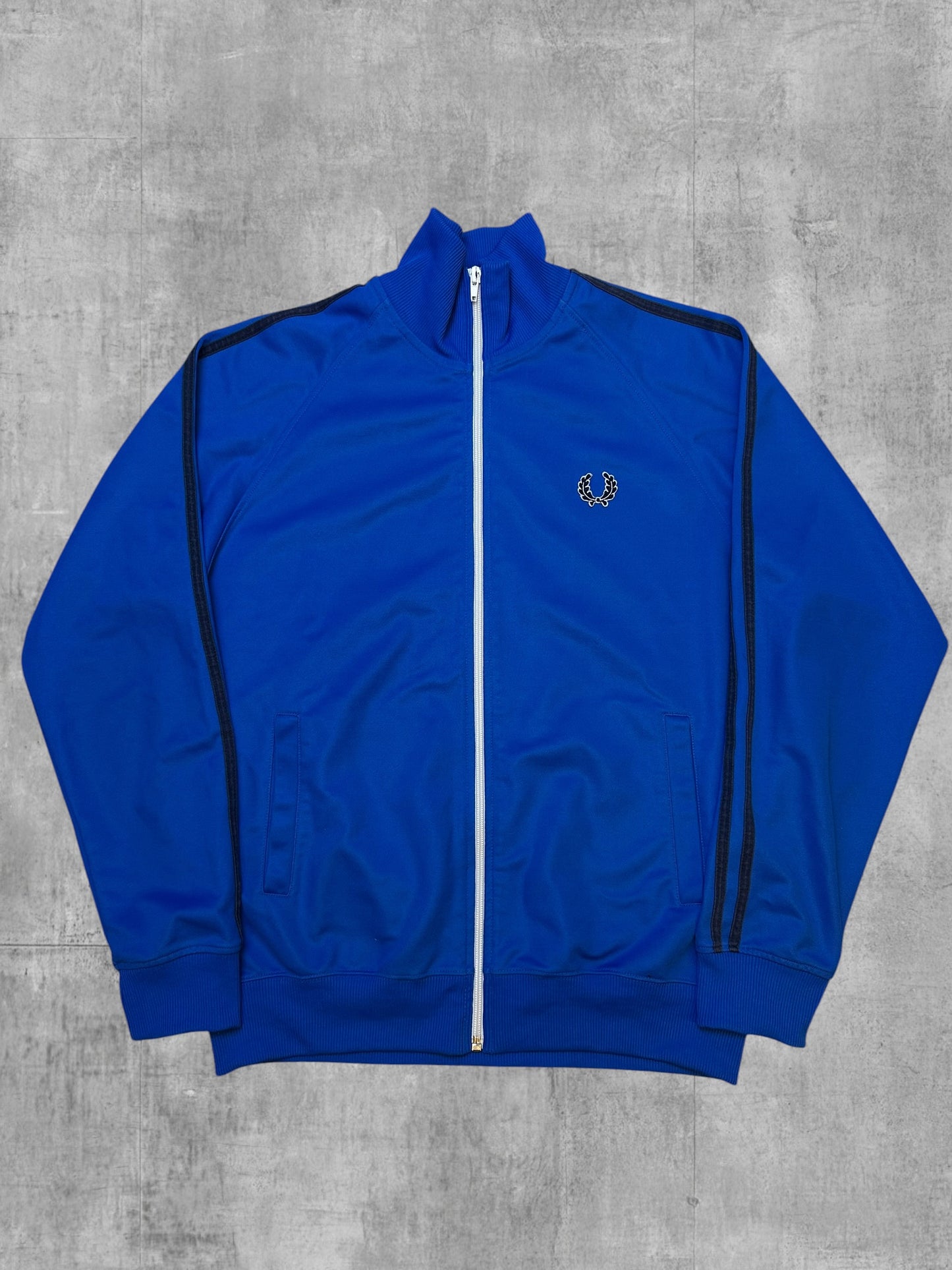 Fred Perry Vintage Trainingsjacke Taped Blau Schwarz Weiß M