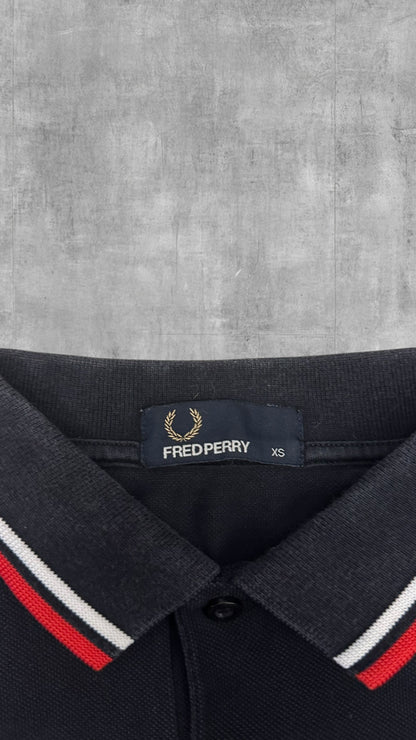 Fred Perry Polo Shirt Schwarz Rot Weiß XS