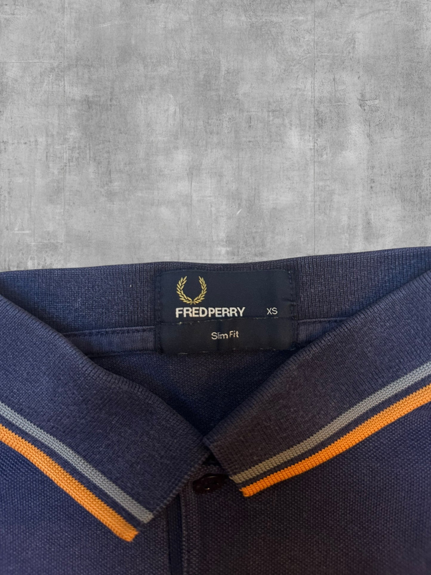 Fred Perry Polo Shirt Navy Blau Orange XS slim fit