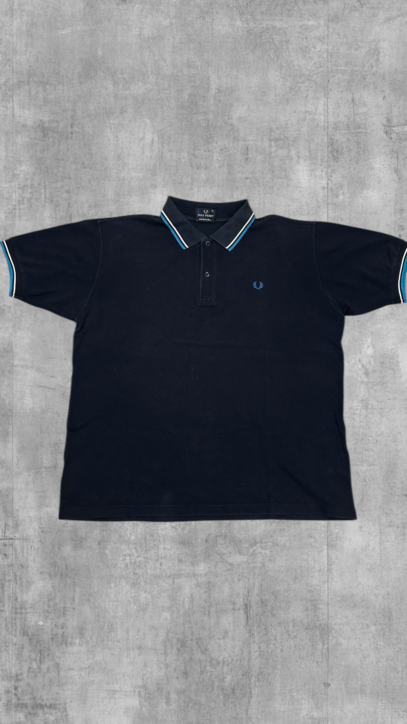 Fred Perry Vintage Polo Shirt Schwarz Blau XL