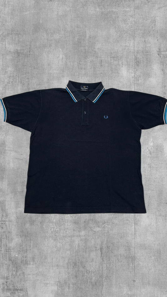 Fred Perry Vintage Polo Shirt Schwarz Blau XL