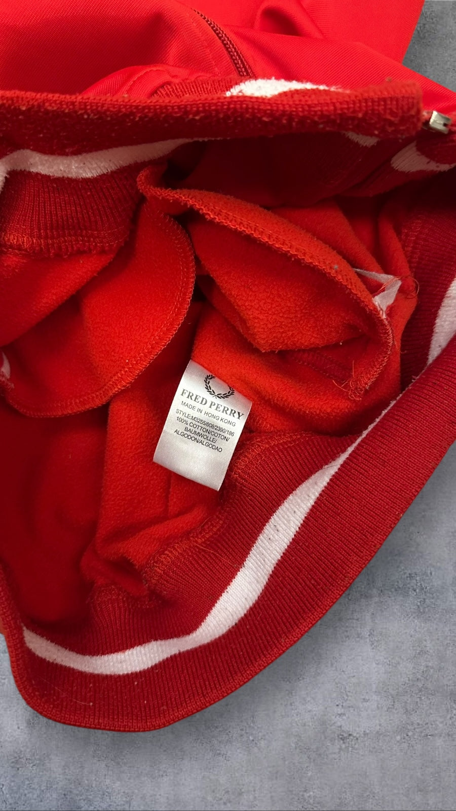 Fred Perry Vintage Trainingsjacke Taped Zip Jacke Rot L