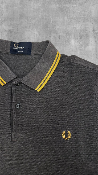 Fred Perry Polo Shirt Grau Gold L Slim Fit