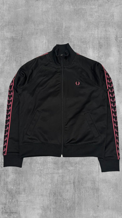 Fred Perry Vintage Trainingsjacke Taped Schwarz Pink S - M