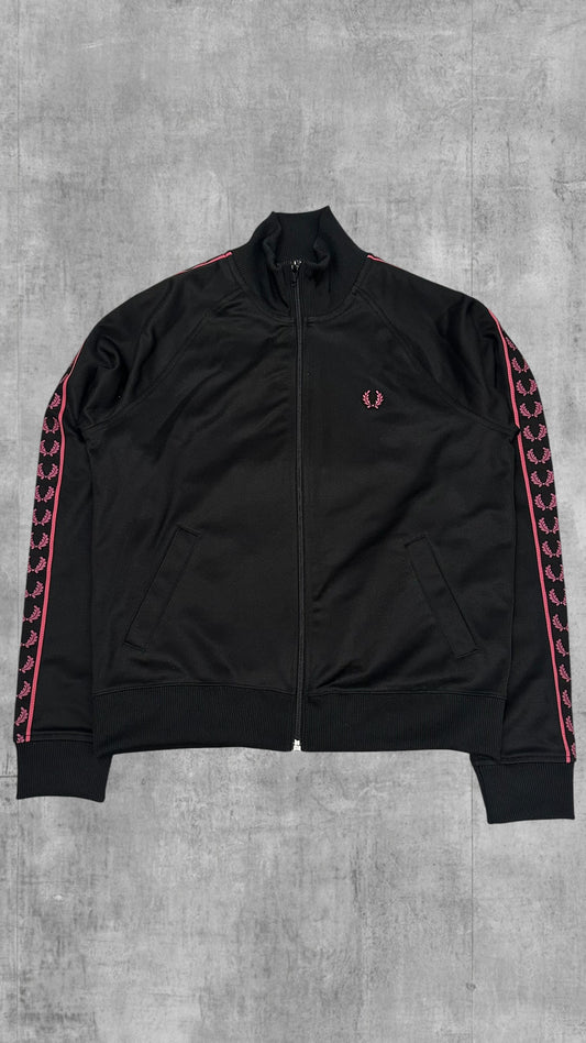 Fred Perry Vintage Trainingsjacke Taped Schwarz Pink S - M