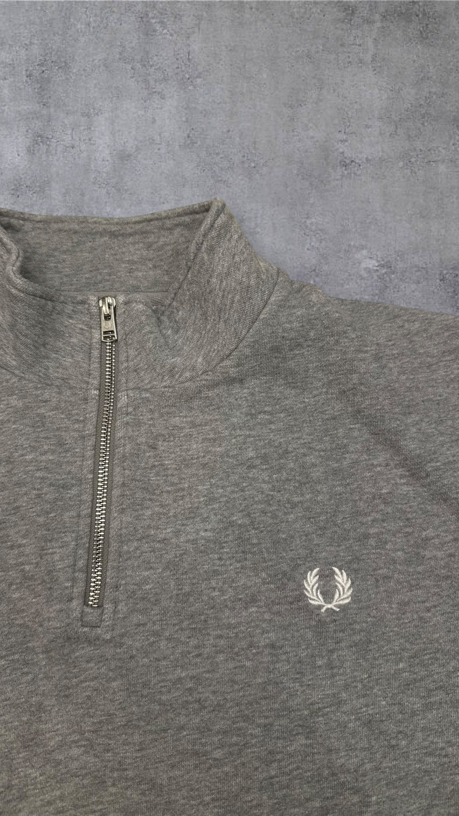 Fred Perry Half zip Pullover Hoodie Sweatshirt Grau Weiß XXL