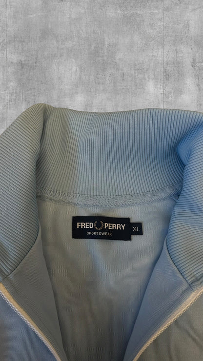 Fred Perry Half zip Pullover Sweatshirt Babyblau Schwarz Weiß XL