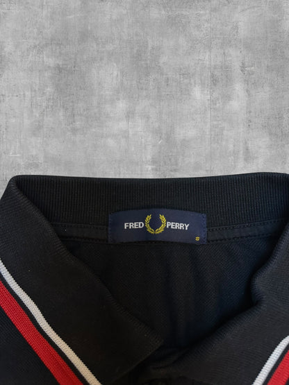 Fred Perry Polo Shirt Schwarz Rot Weiß S