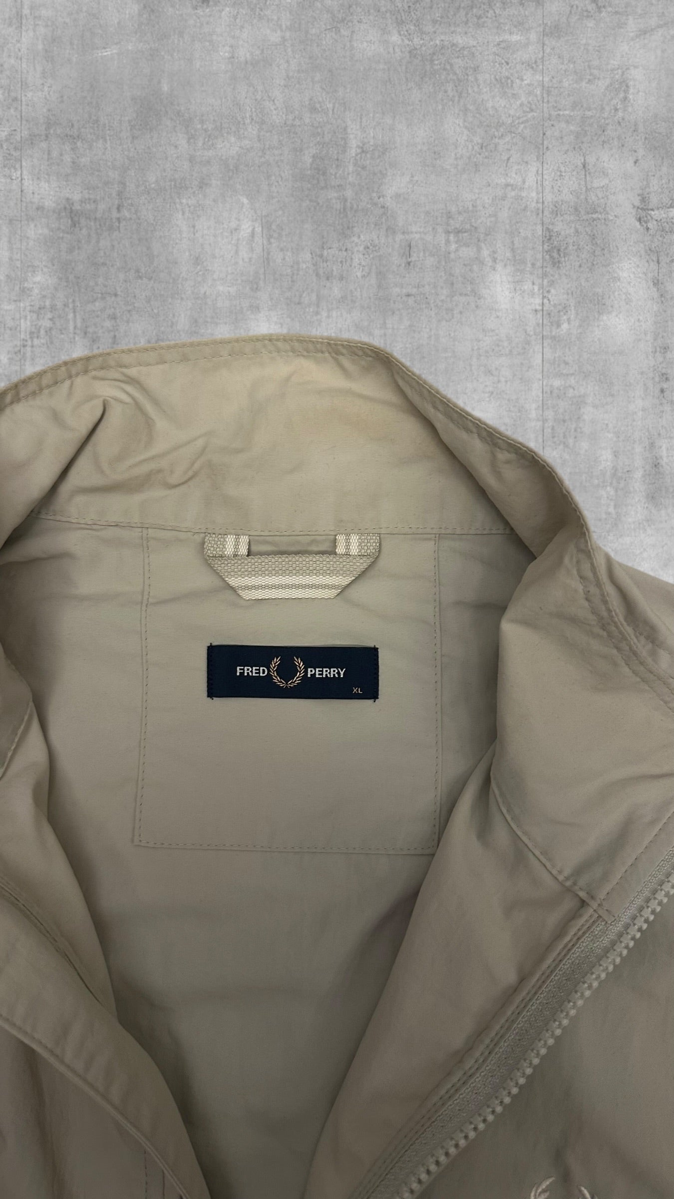 Fred Perry Windbreaker Zip Jacke Beige Creme Weiß XL