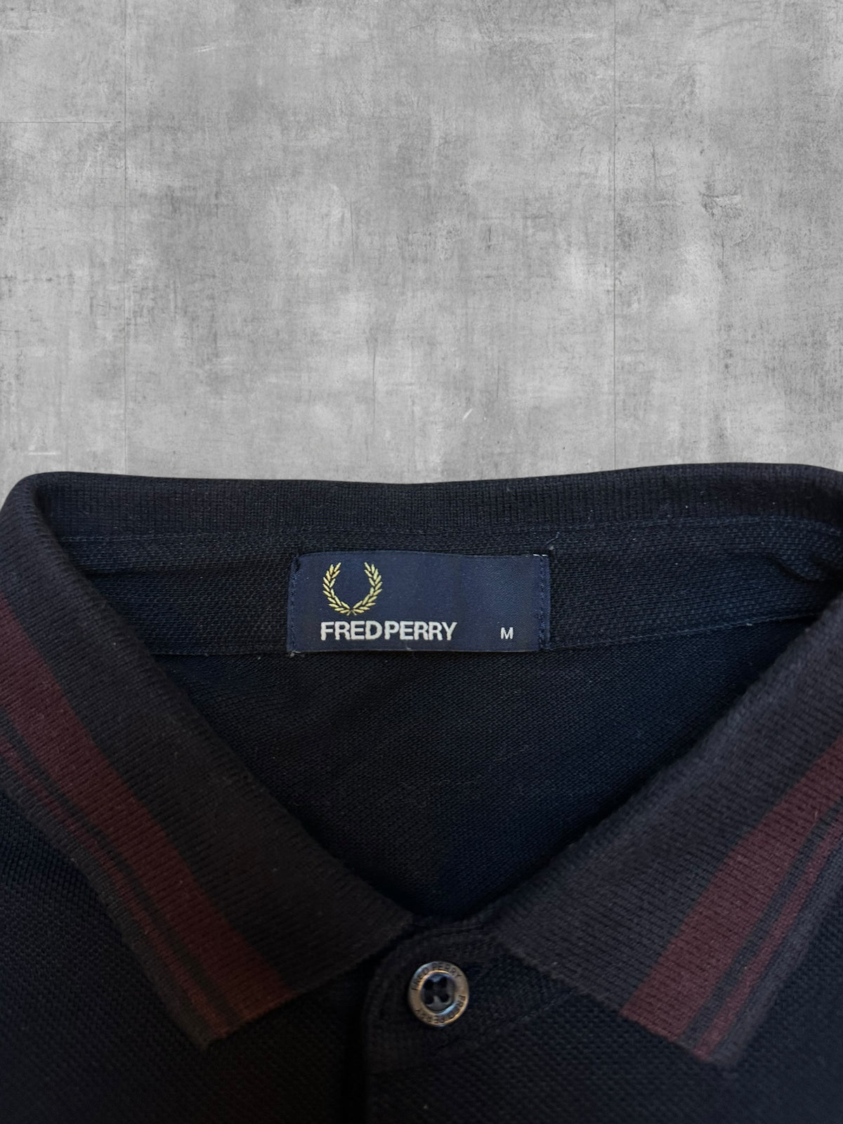 Fred Perry Polo Shirt Schwarz Weinrot M