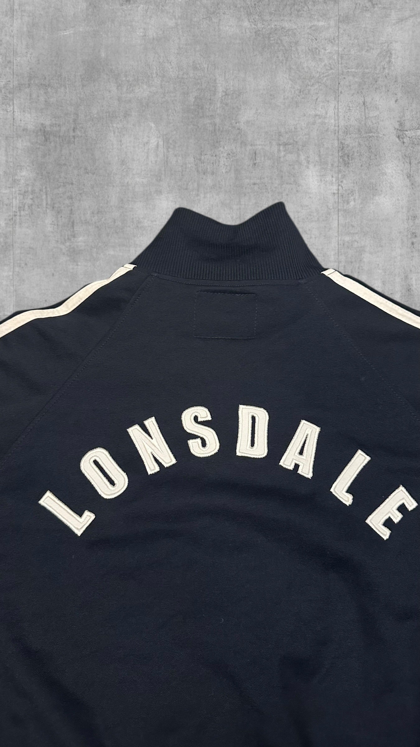 Lonsdale London taped Trainingsjacke Backprint Navy Blau Weiß Ma