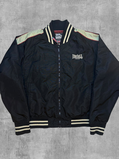 Lonsdale London Bomberjacke Backprint Schwarz Beige Weinrot M - L