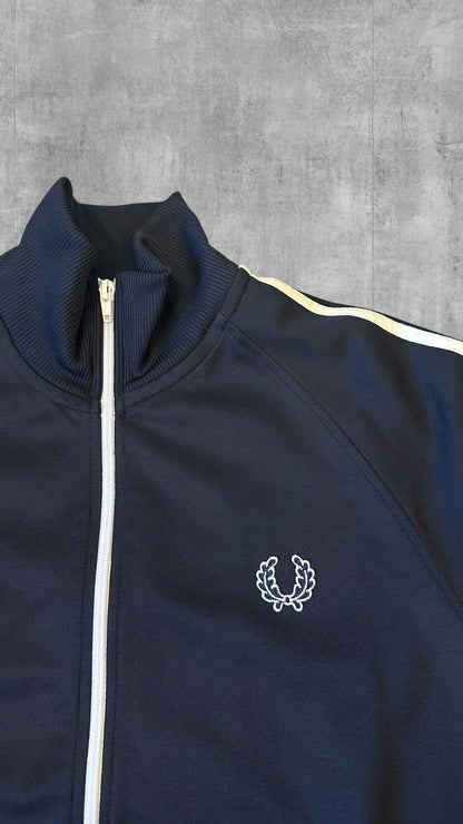 Fred Perry Trainingsjacke Taped Zip Jacke Schwarz Weiß M