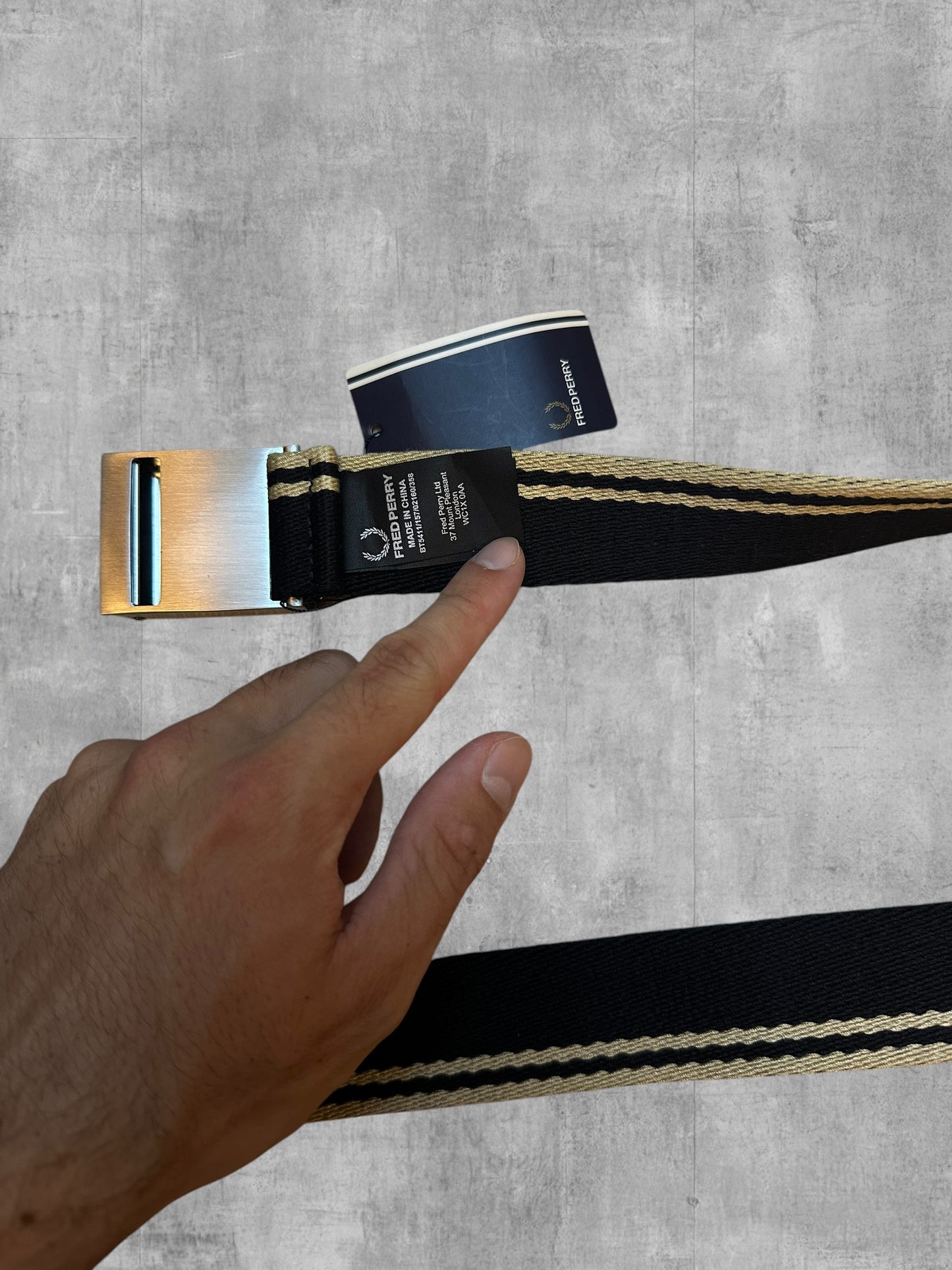 Fred Perry Gürtel Silber Schwarz Cream 110cm