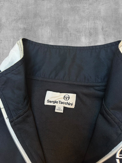 Sergio Tacchini Trainingsjacke Windbreaker Taped Schwarzblau Weiß L / XL