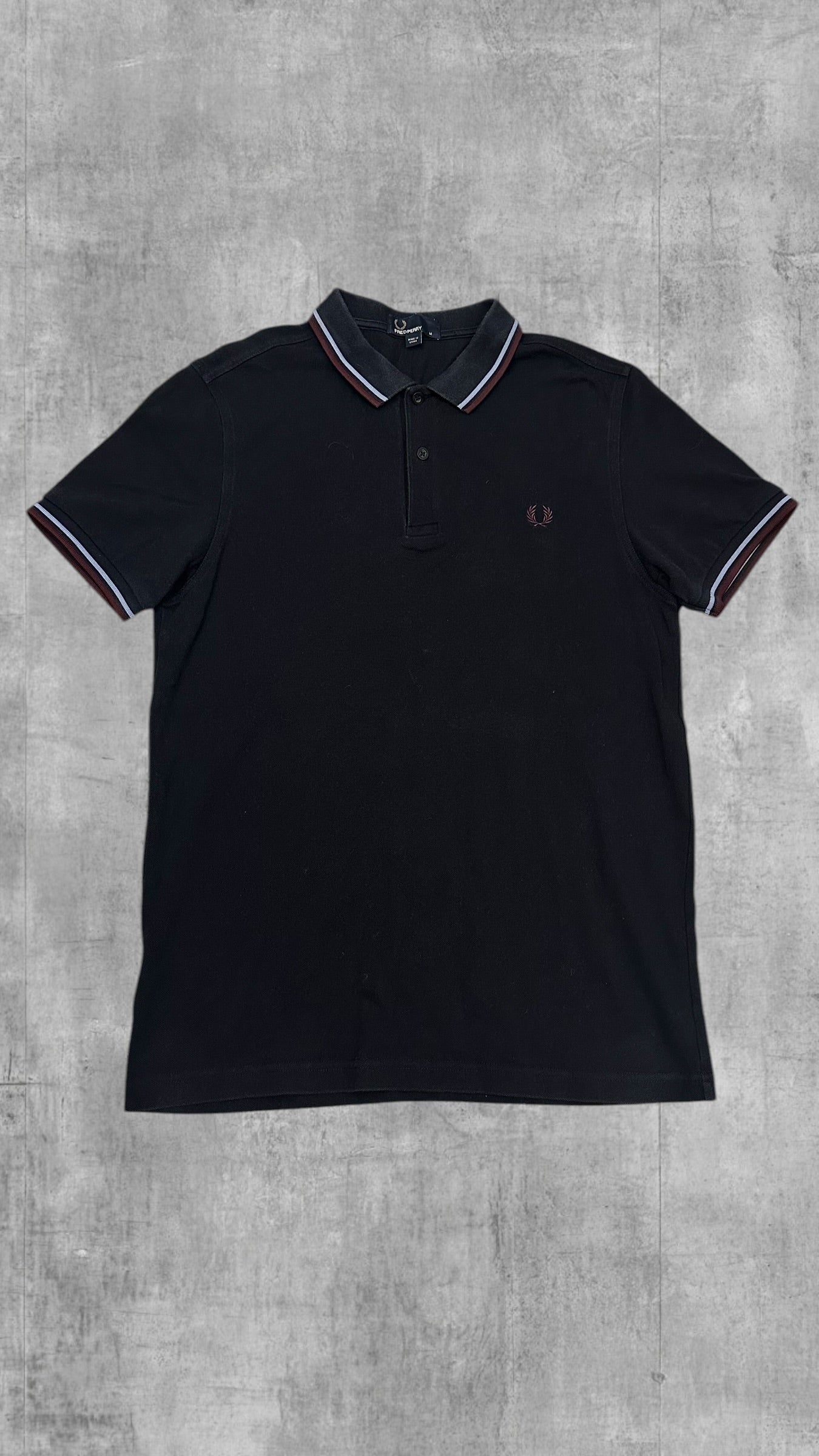 Fred Perry Polo Shirt Schwarzblau Weinrot M