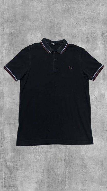 Fred Perry Polo Shirt Schwarzblau Weinrot M