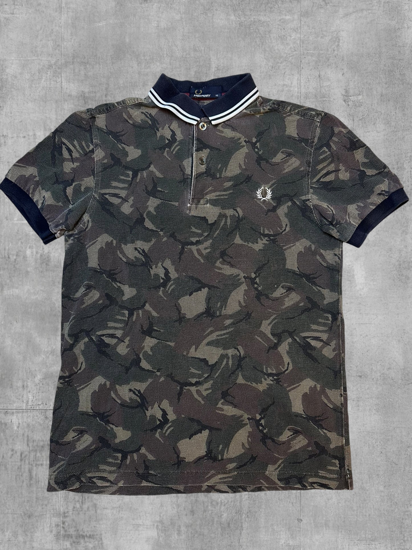 Fred Perry Polo Shirt Khaki Schwarz Weiß XS