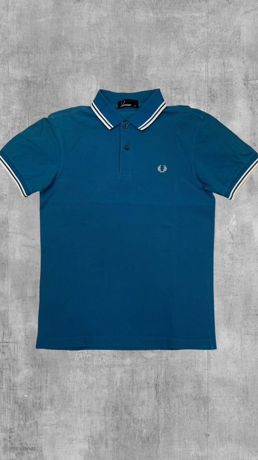 Fred Perry Polo Shirt Türkis Weiß XS