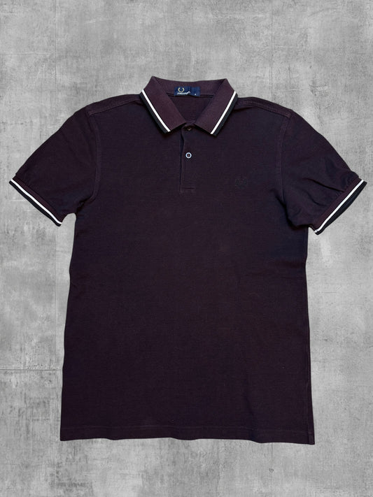 Fred Perry Polo Shirt Weinrot Schwarz Weiß M