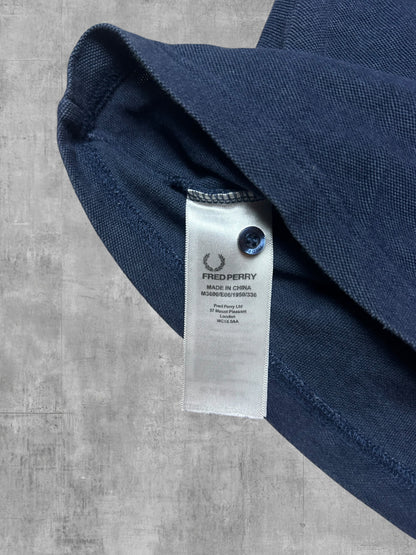 Fred Perry Polo Shirt Navy Blau Weiß Weinrot XS