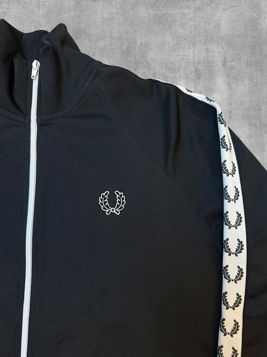 Fred Perry Trainingsjacke Taped Schwarz Weiß M