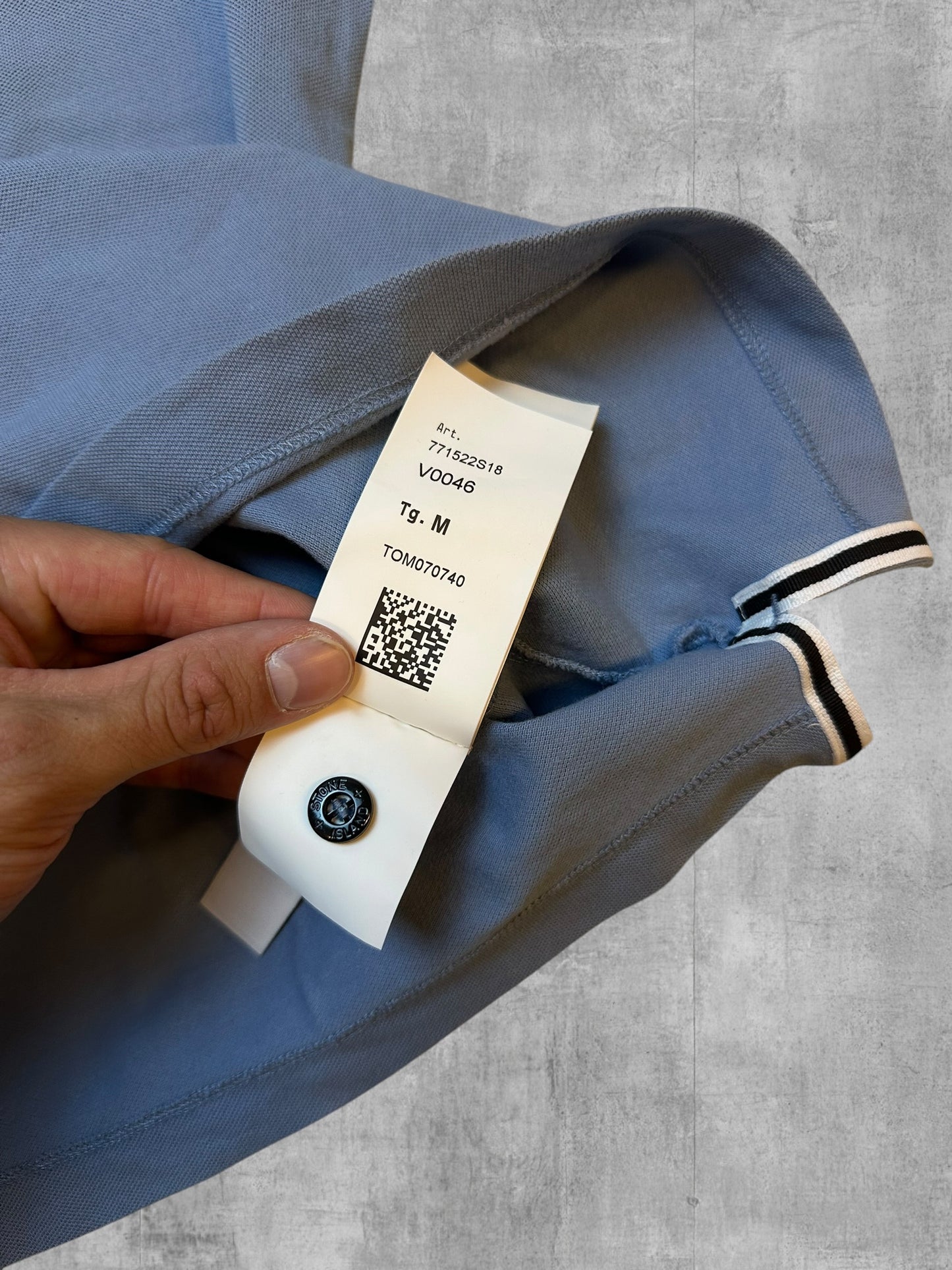 Stone Island Polo Shirt Türkisgrau Weiß M Slim Fit
