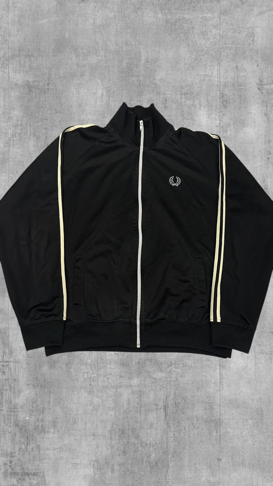 Fred Perry Vintage Trainingsjacke Taped Schwarz Weiß XL