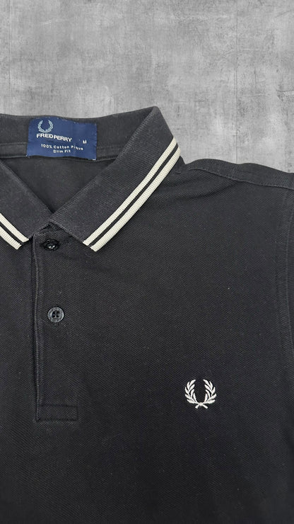 Fred Perry Polo Shirt Schwarz Weiß M