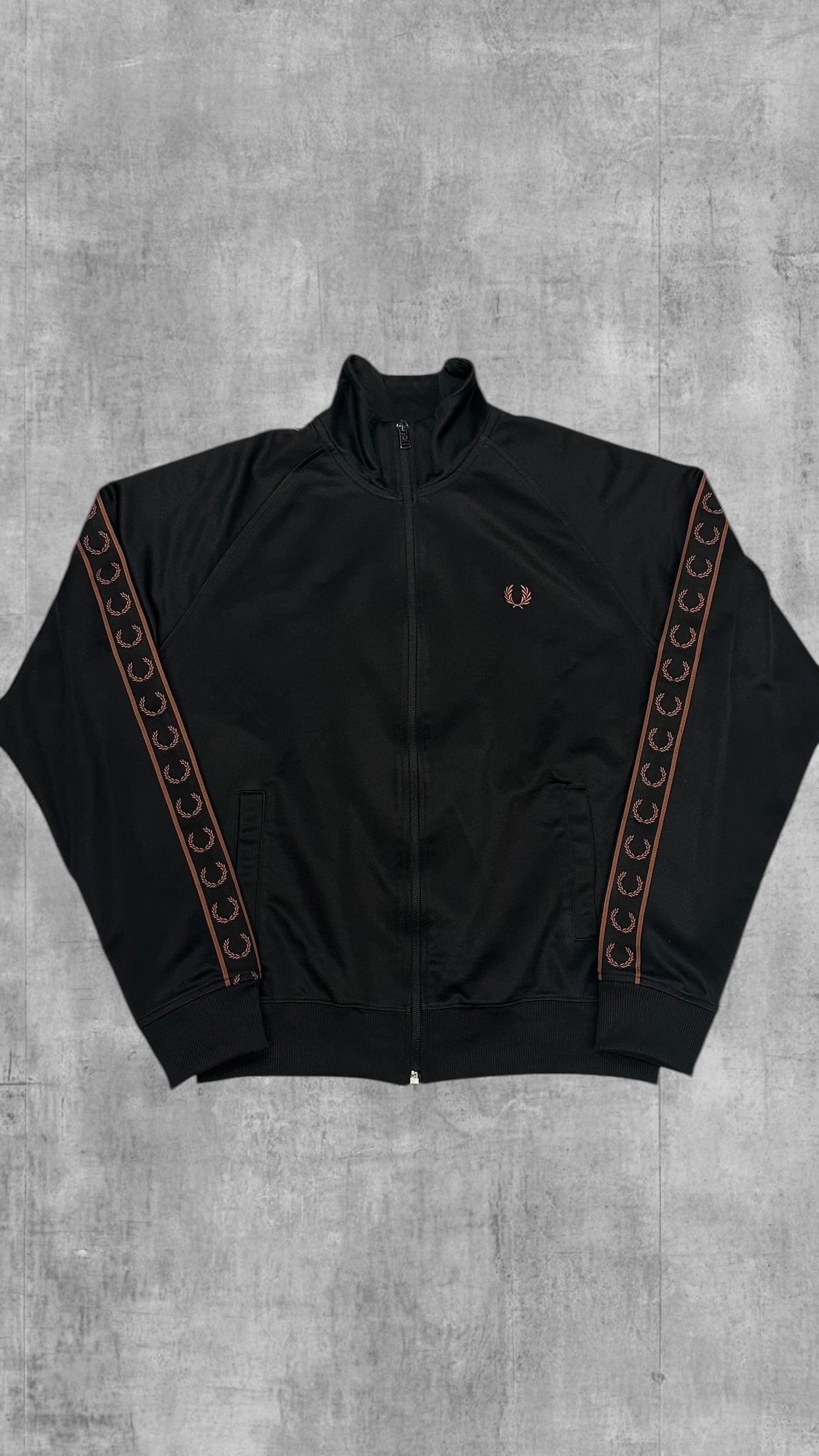 Fred Perry Trainingsjacke Taped Schwarz Rostbraun M