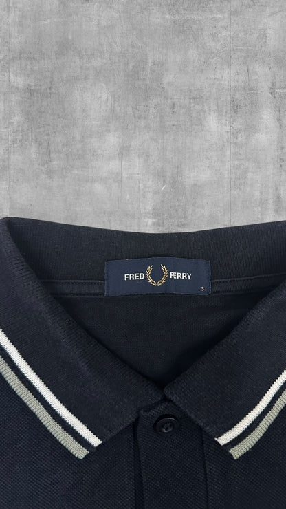 Fred Perry Polo Shirt Schwarz Weiß Hellgrau S