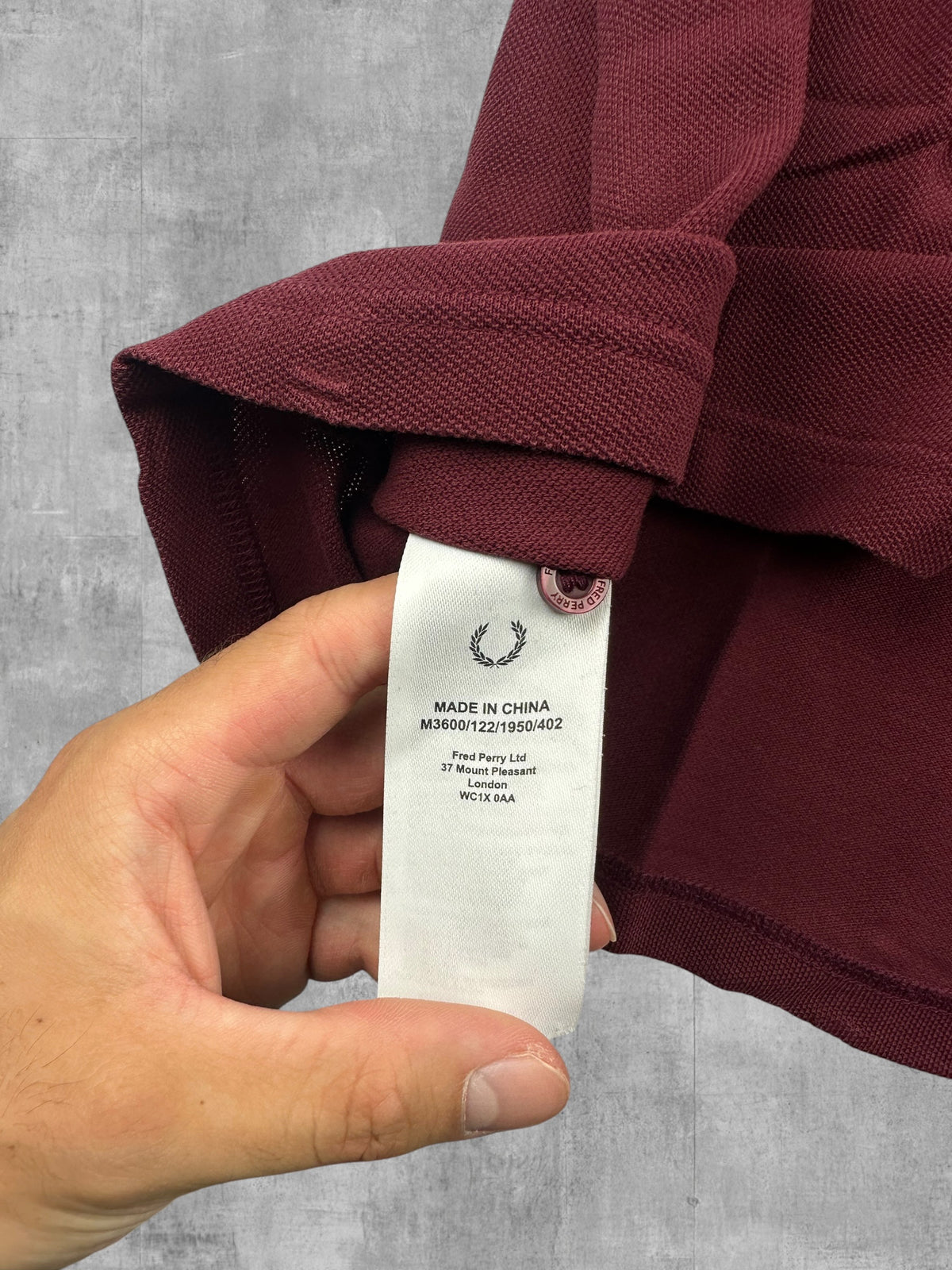 Fred Perry Polo Shirt Weinrot Weiß M